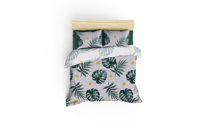 L'essentiel linge de maison Conjunto de doble piqué Monstera - Green v2 L'essentiel linge de maison Conjunto de doble piqué Monstera - Green v2
